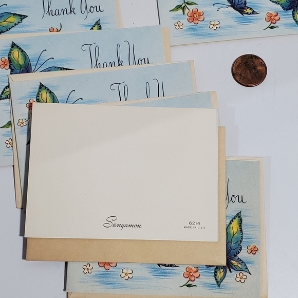 Vintage lot of Thank you Cards Butterfly floral - Picture 8 of 8